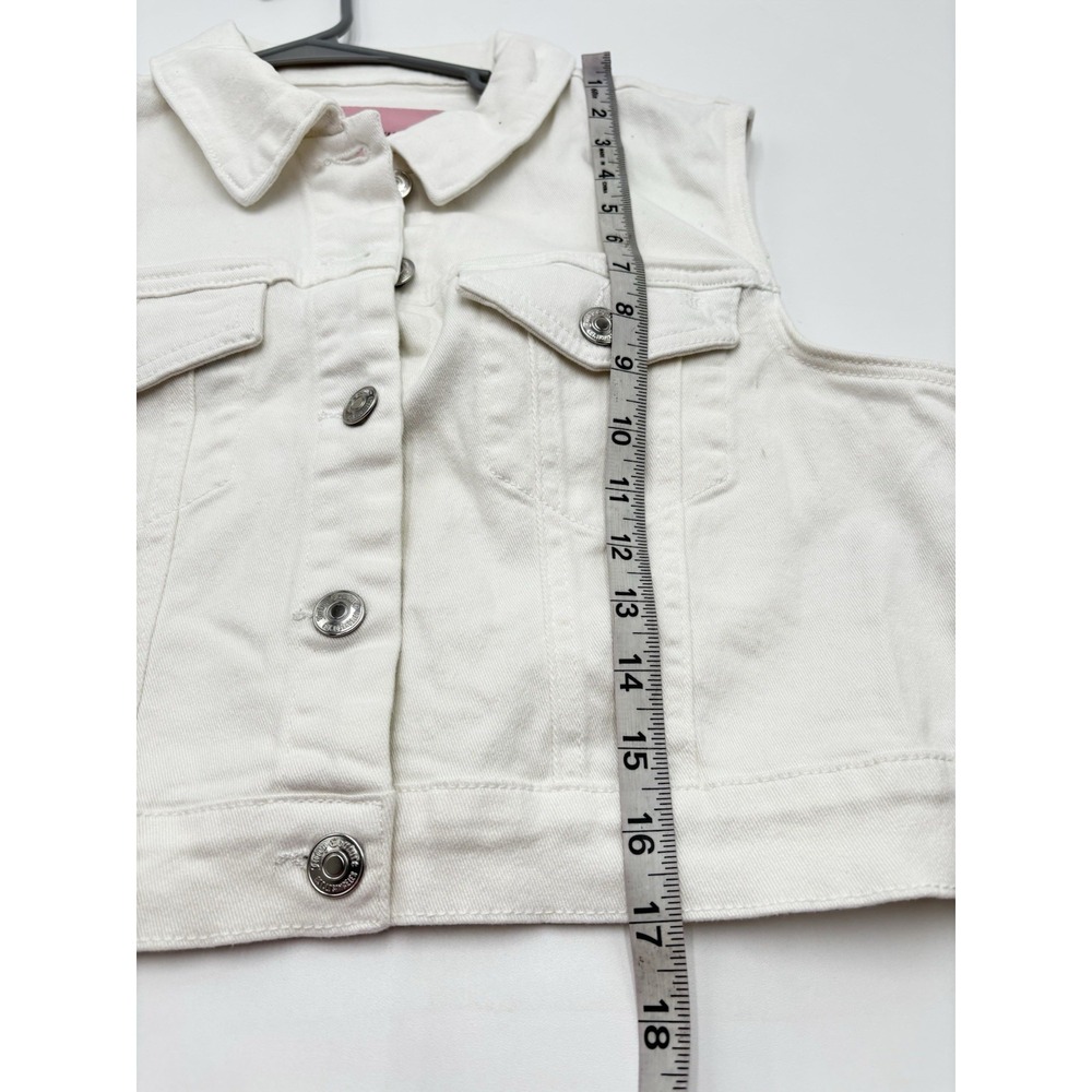 Juicy Couture White Denim Vest Rhinestone Juicy Back Y2K Cropped Jean Vest - Picture 6 of 6